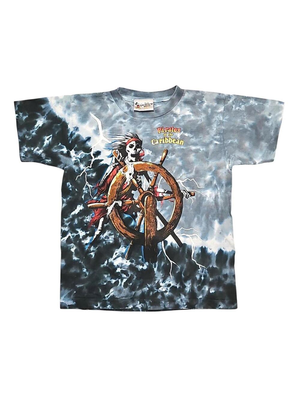 Vintage Disney World Pirates of the Caribbean Tie Dye Shirt Youth M 10-12 - Read
